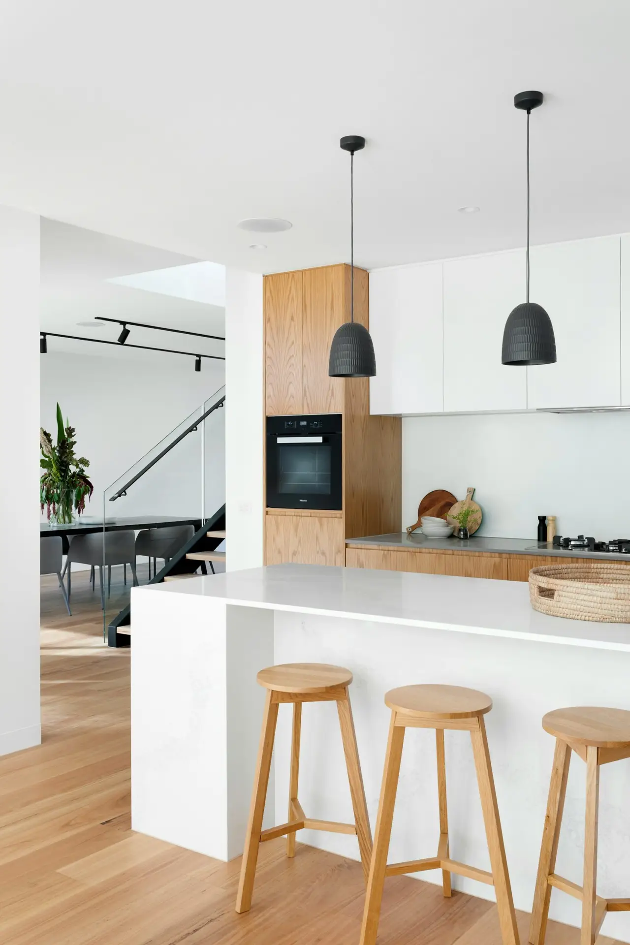 white and wood kitchen